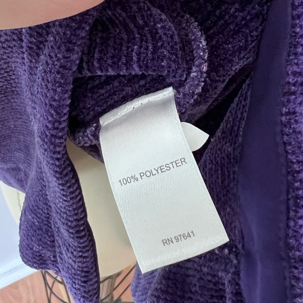 J. Jill Wearever Tunic Purple Textured Chenille Knit‎ 3/4 Sleeve Scoop Neck M - Picture 5 of 7